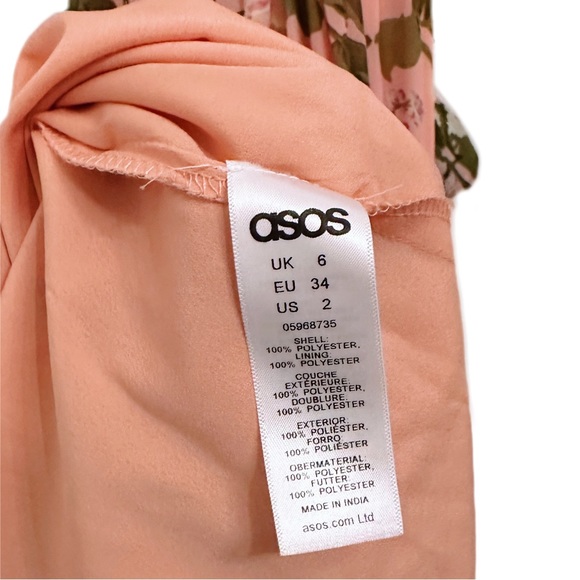 ASOS Floral Pleated Flutter Sleeve Maxi Dress Size 2 Pink Terracotta Rose Design - Picture 11 of 13